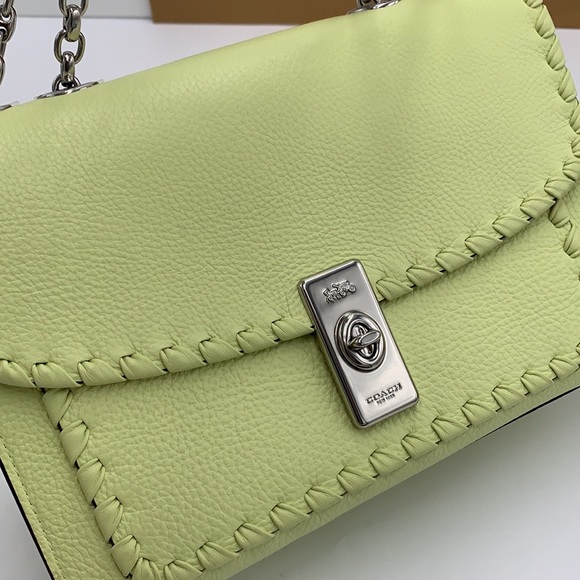COACH NWT Lane Shoulder Bag With Whipstitch COLOR:
Silver/Pale Lime - Picture 11 of 16